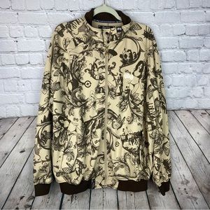 LRG Roots and Equipment XXL Mens Brown Tan Bikini Lady Zip Up Track Jacket NEW